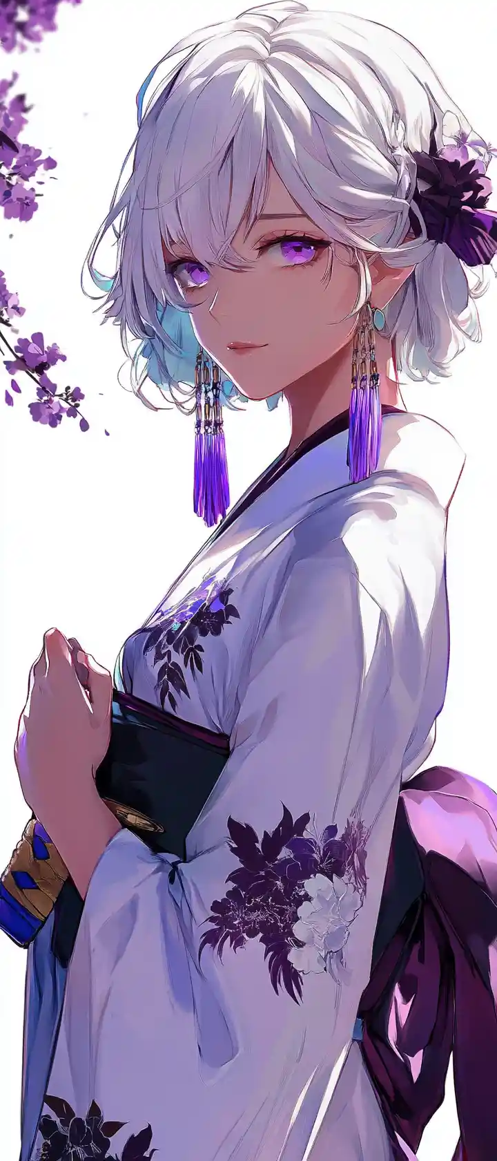 Serena spadaccina anime in kimono bianco con katana