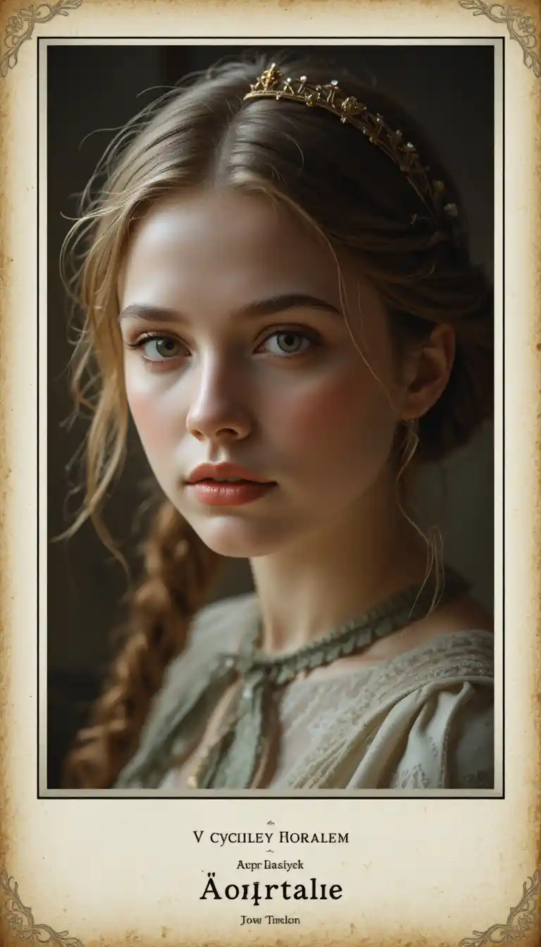 Girl captured as a fairy tale heroine in soft vintage style
