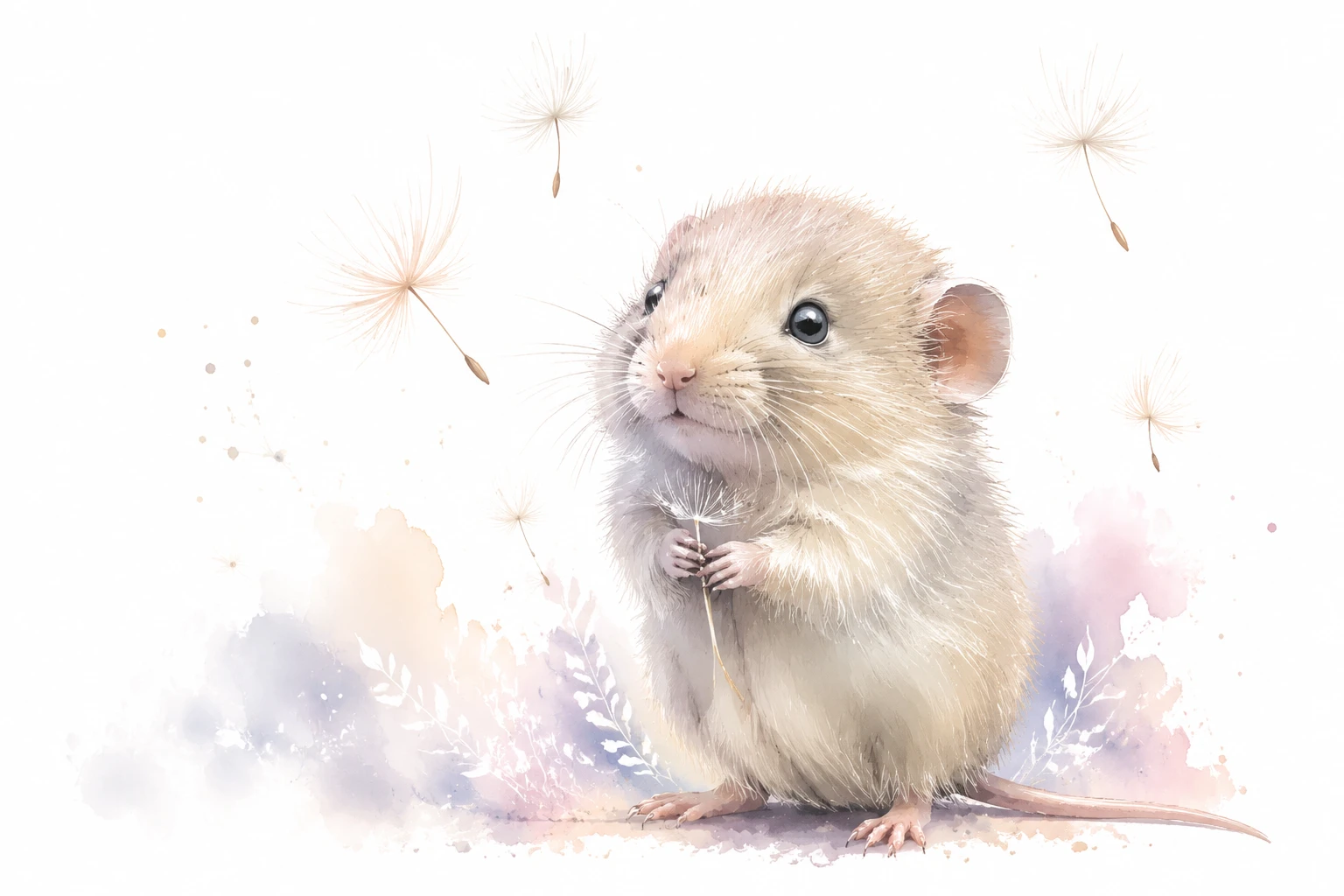 Minimalist baby vole illustration with soft pastel charm