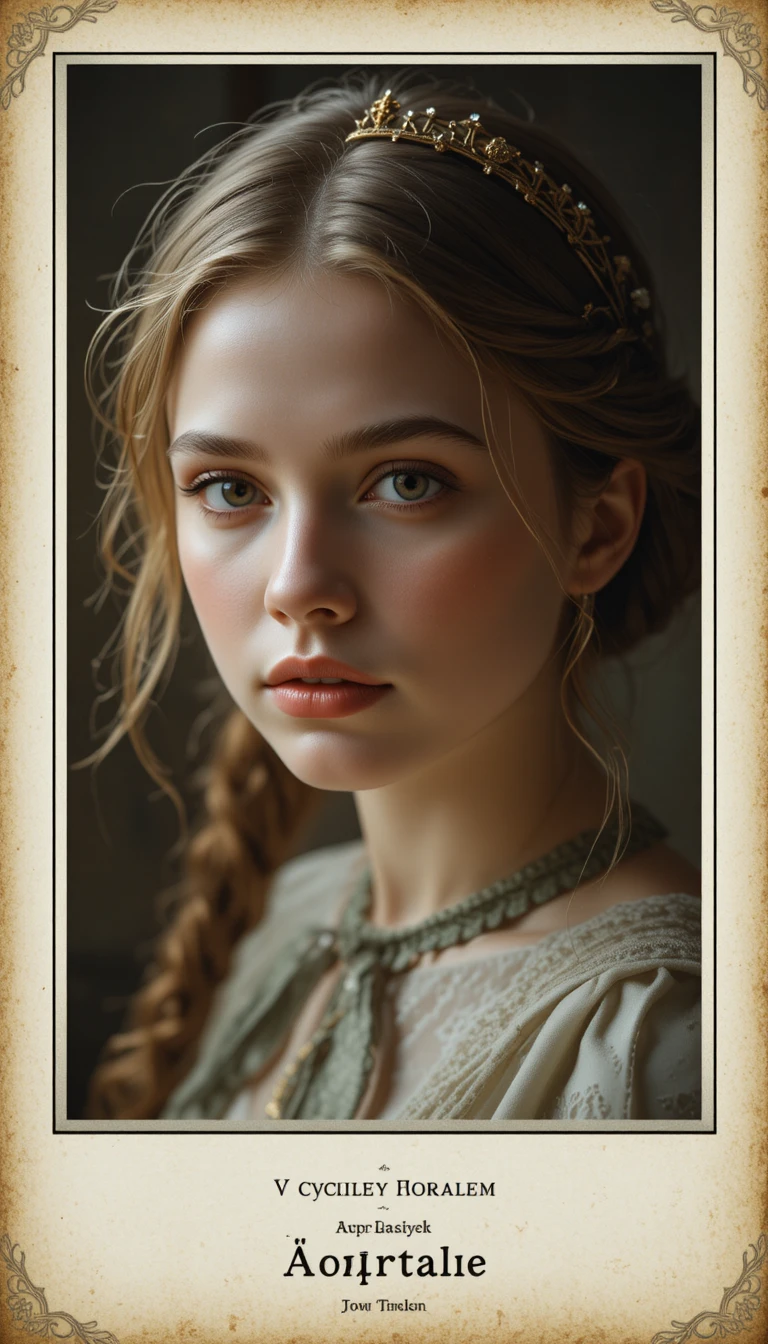 Girl captured as a fairy tale heroine in soft vintage style