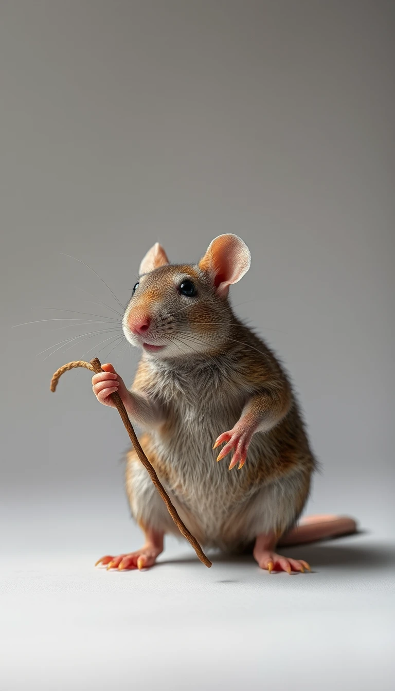 Greedy rat villain posing in a storybook style scene