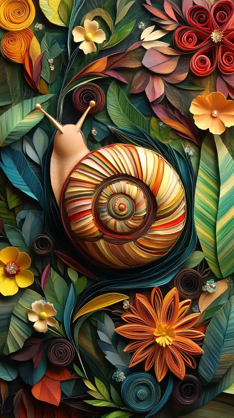 Caracol fantasioso en una escena macro de jardín bañado por el sol