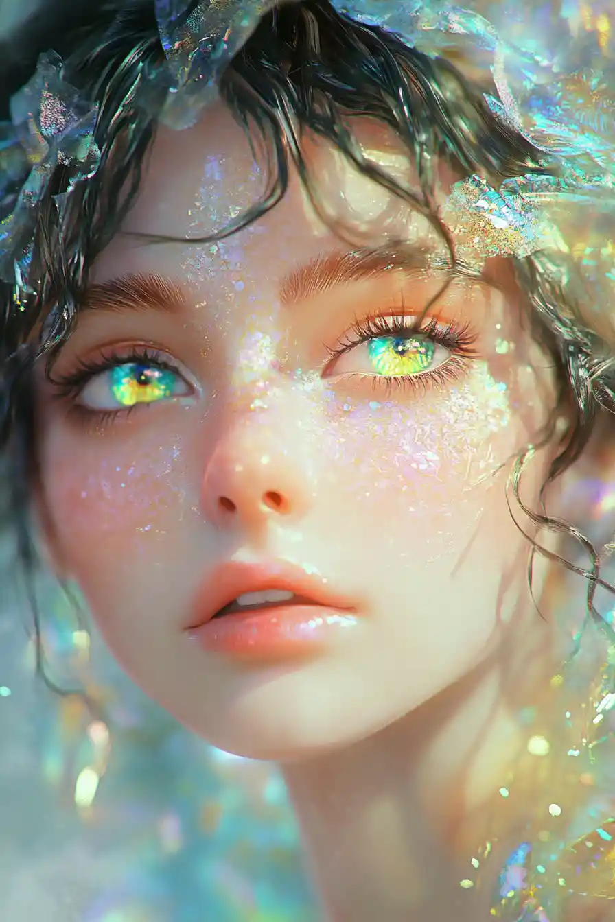 Whimsical fantasy girl in pastel cartoon baroque style