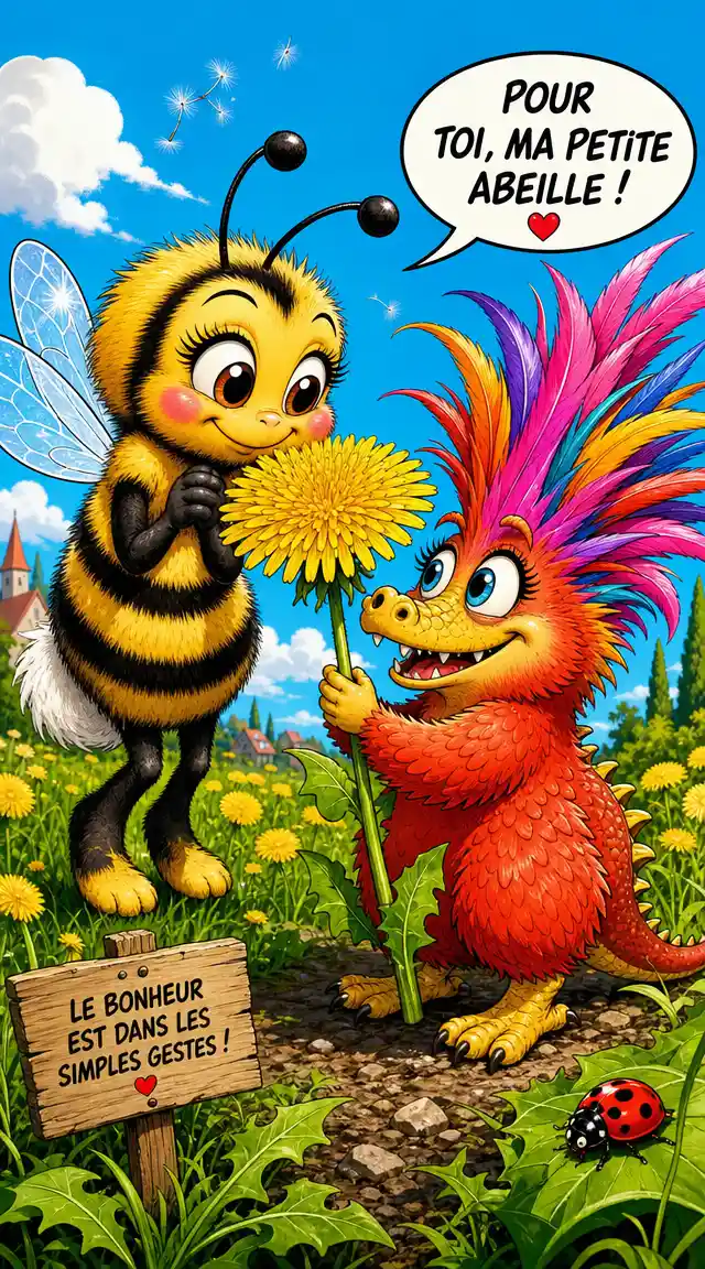 Cute cartoon bee with big brown eyes and fluffy body
