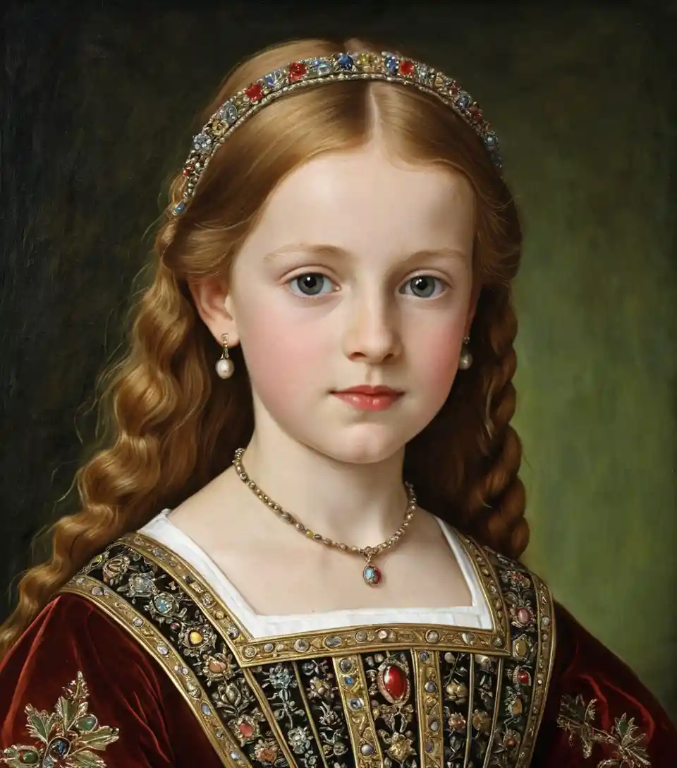 Young Welsh girl in a 1407 style renaissance portrait