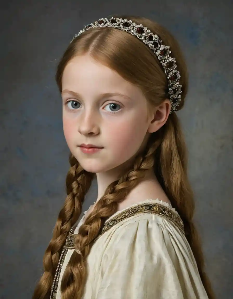 Young Welsh girl in a 15th century renaissance portrait