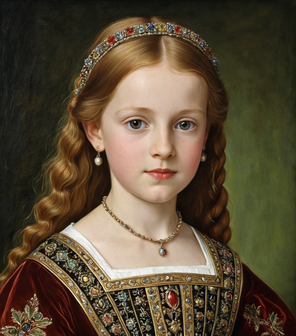 Young Welsh girl in a 1407 style renaissance portrait