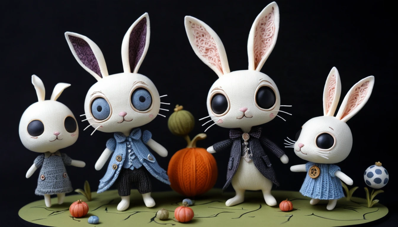 Chibi 3D rabbit in a surreal fantasy wonderland