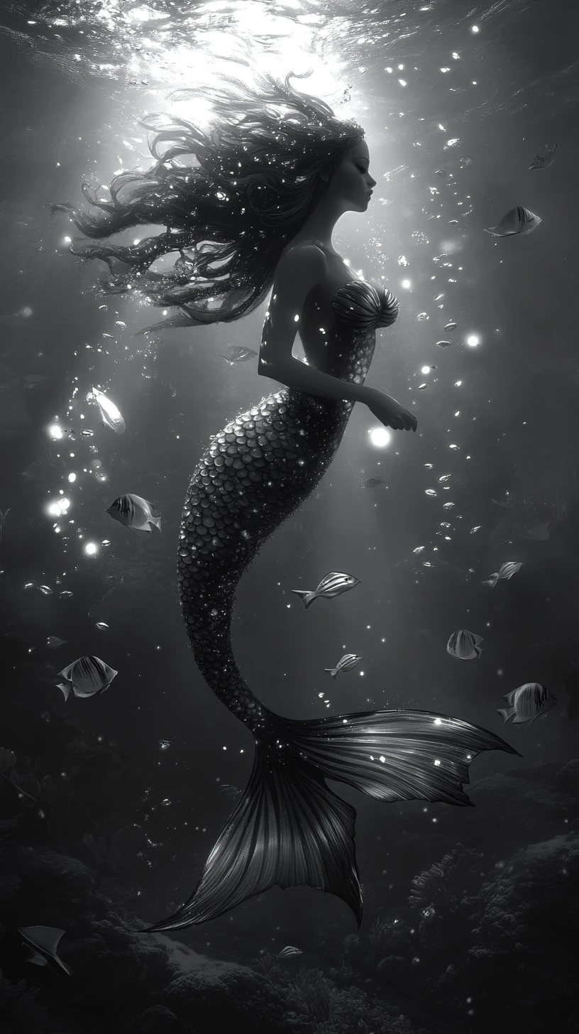 Serene Mermaid In A Mystical Underwater Dreamscape