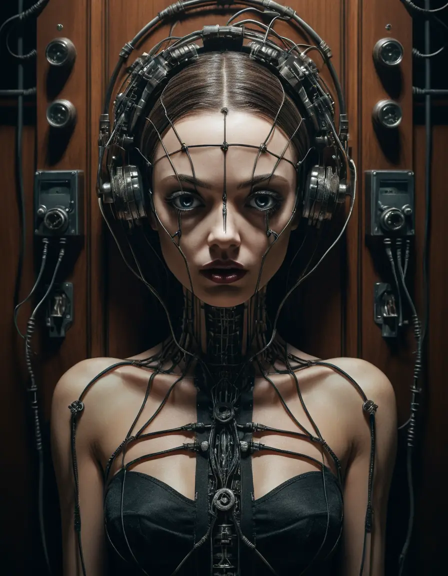 Surreal popsurrealist figure in an eerie dreamlike space