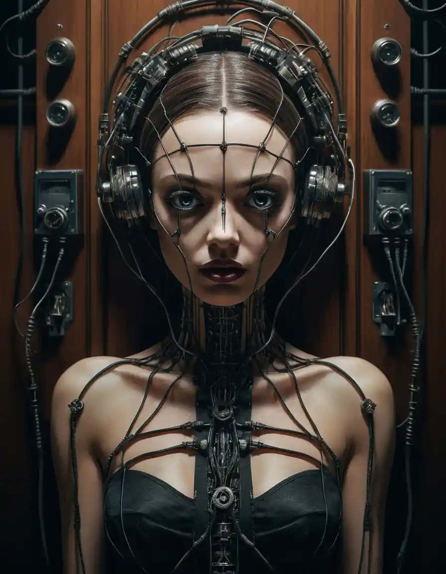 Surreal popsurrealist figure in an eerie dreamlike space