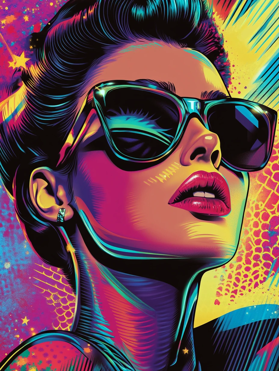 Vintage Hollywood star in a bold pop art portrait
