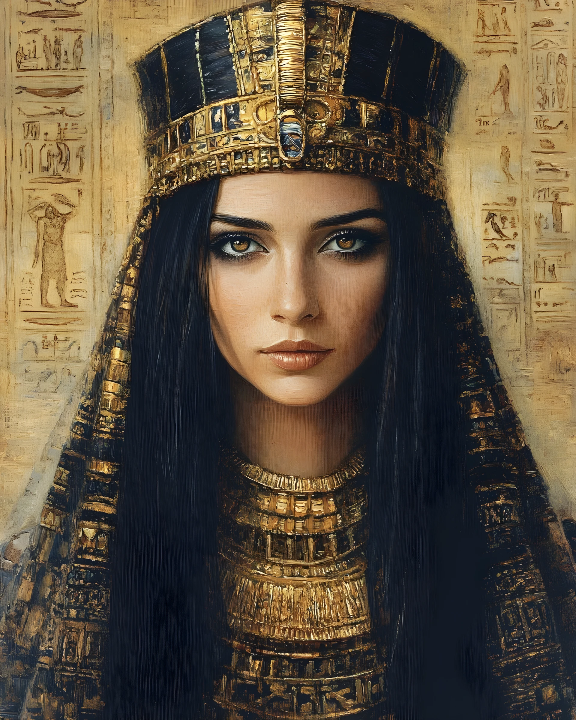 Colossal Cleopatra portrait rising as a desert civilization