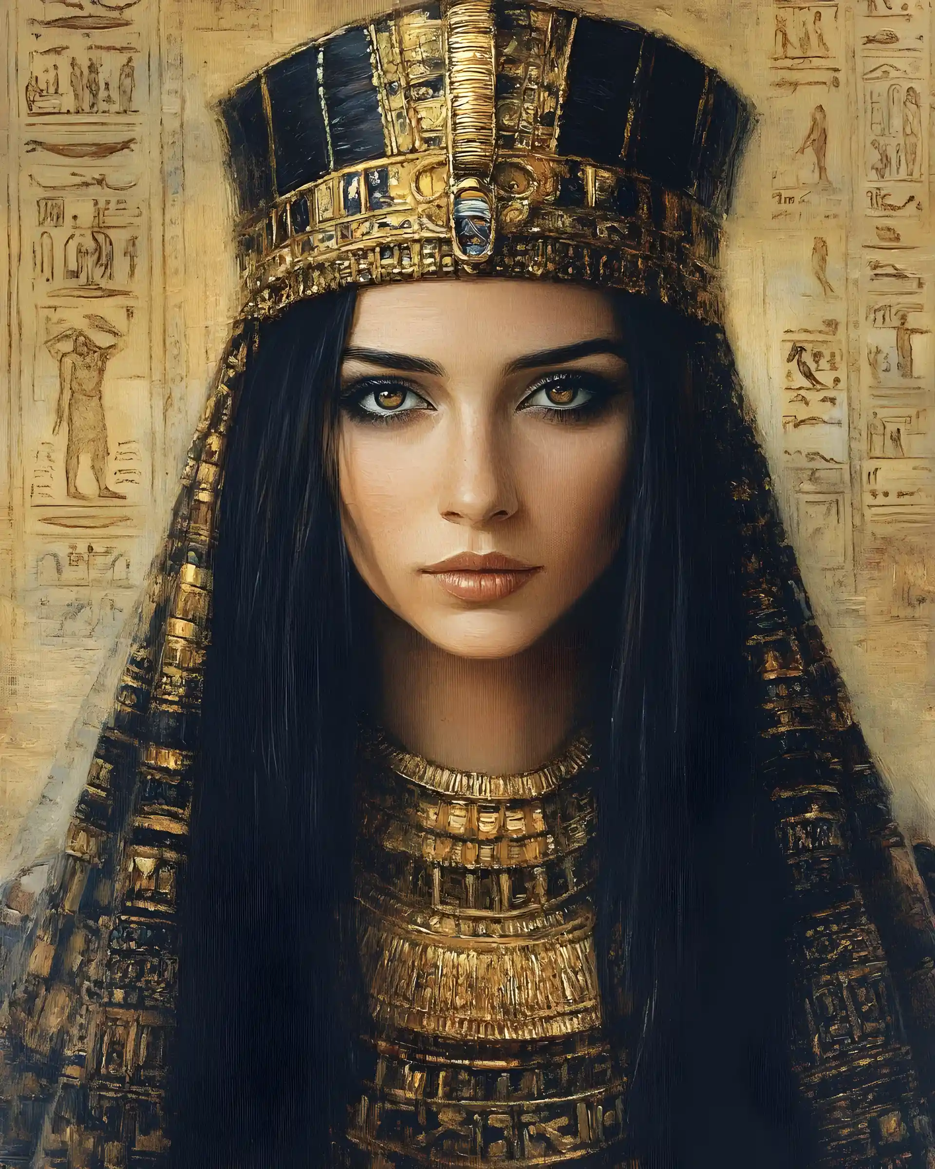 Colossal Cleopatra portrait rising as a desert civilization