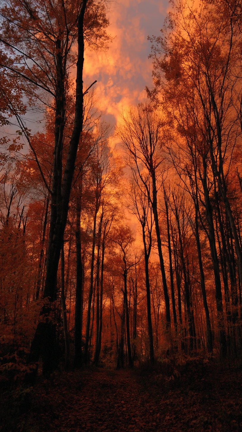 Ninja stalking silently through an autumn forest at sunset
