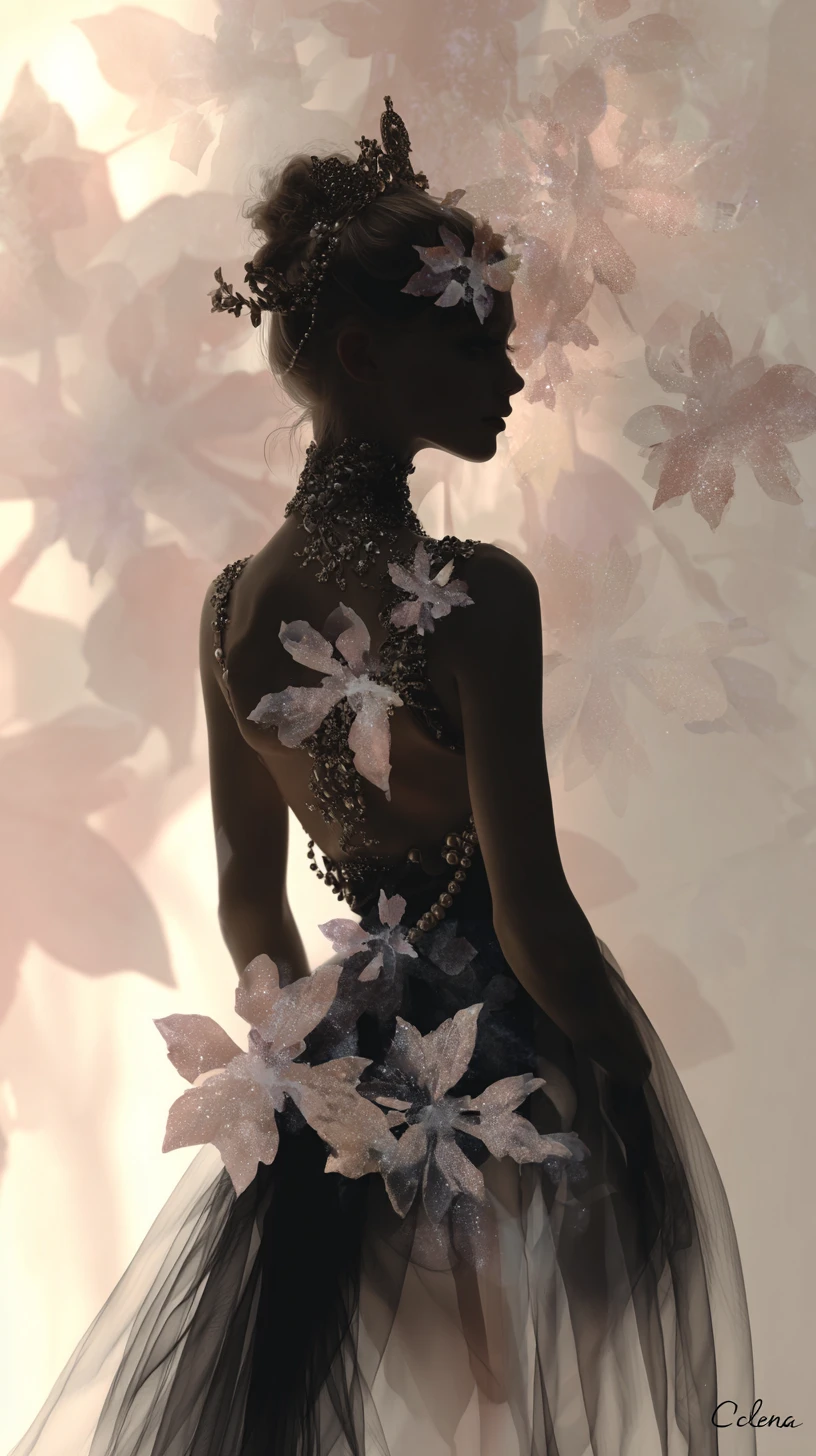 Principessa di perle fantasy in elegante floreale pastello
