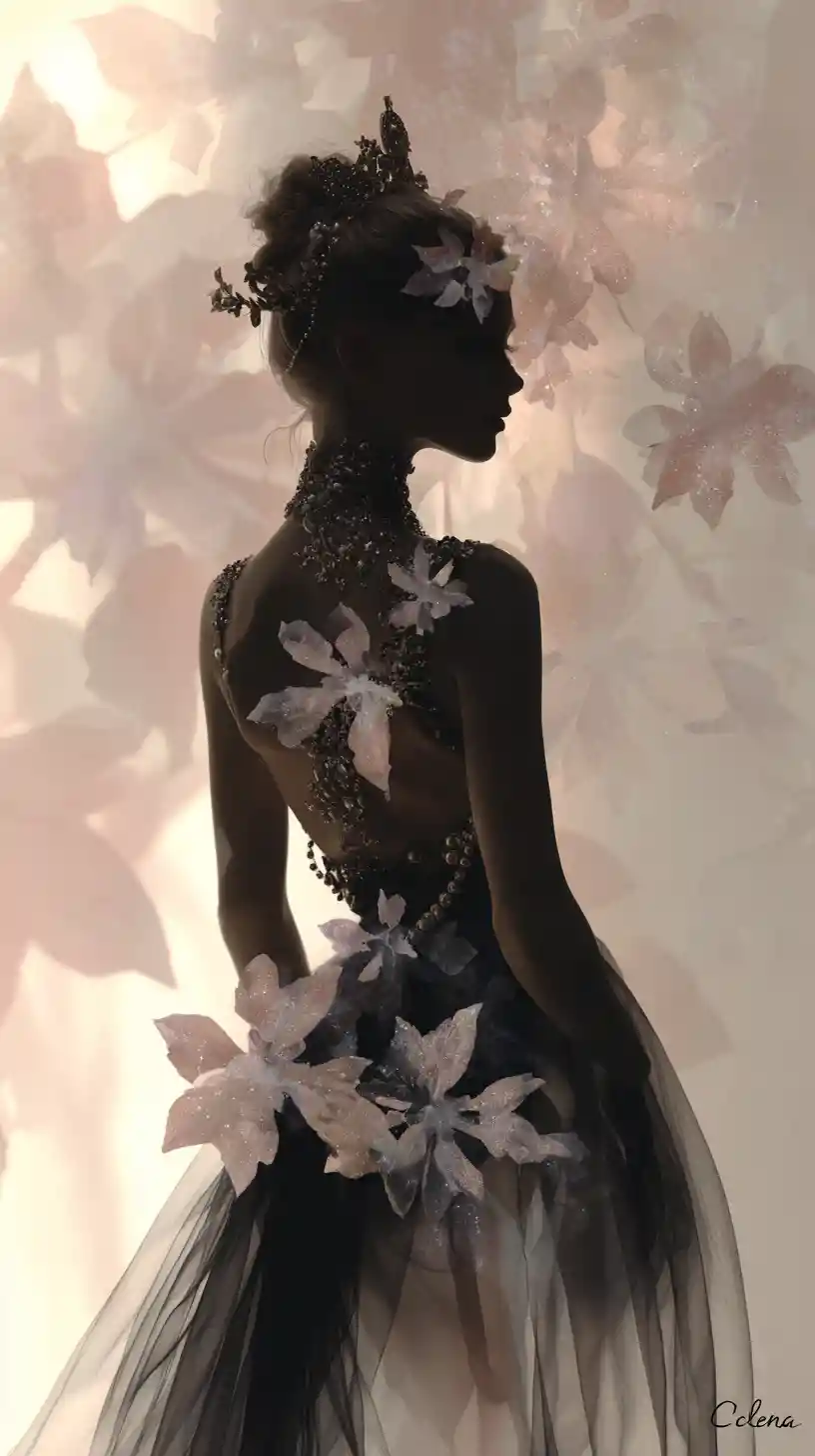 Fantasy pearl princess in pastel floral elegance