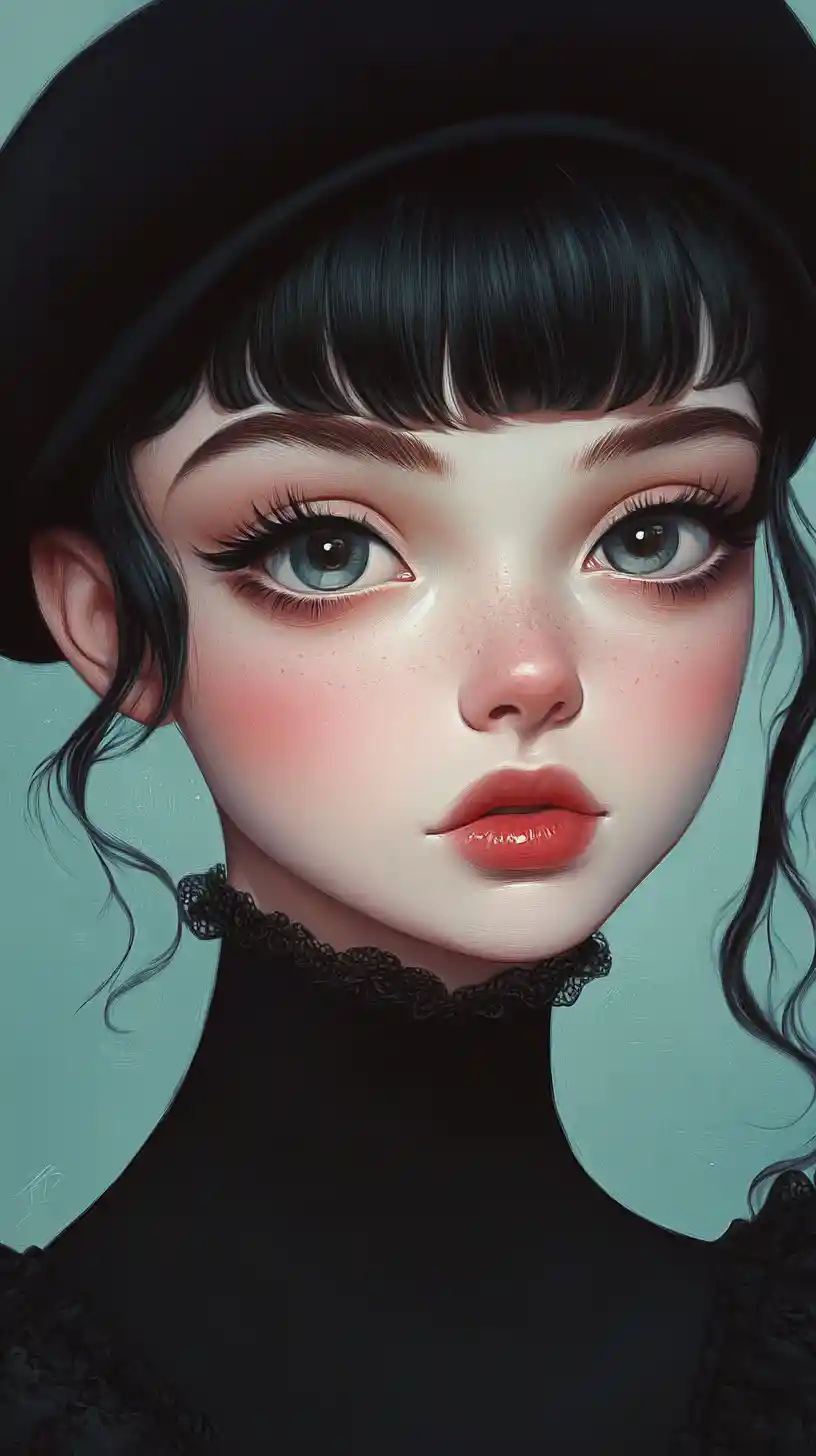 Surreal close up portrait of a girl with doe eyes
