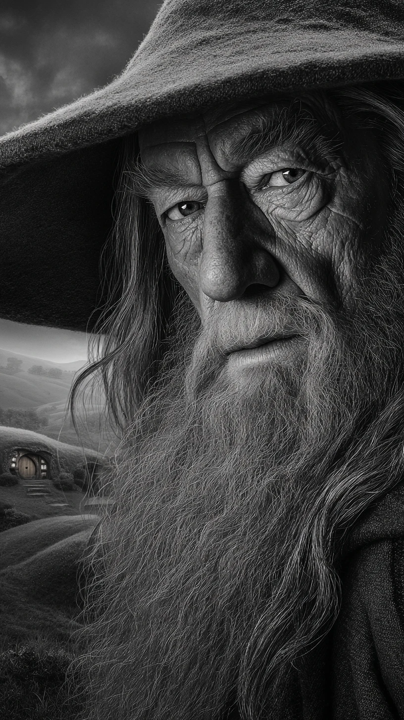 Extreme close up of an old wizard with white beard