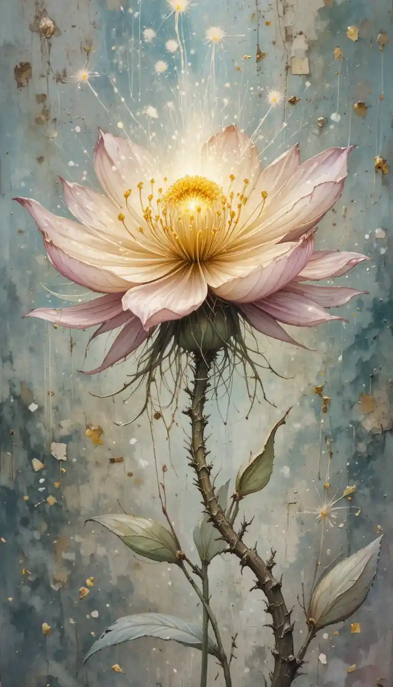Dipinto ad acquerello di un incantevole fiore fantasy, capolavoro unico