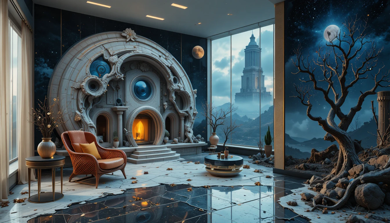 Futuristic Ceramic House In A Surreal Alien Landscape