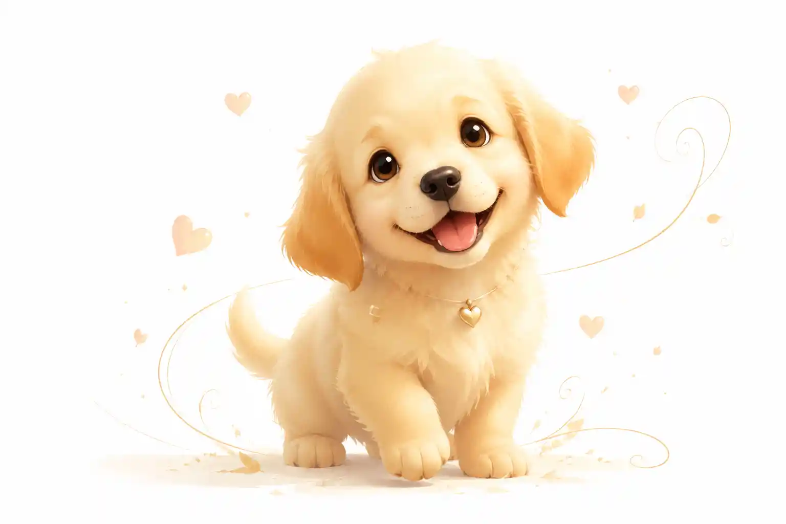 Cute golden retriever puppy in minimalist pastel illustration