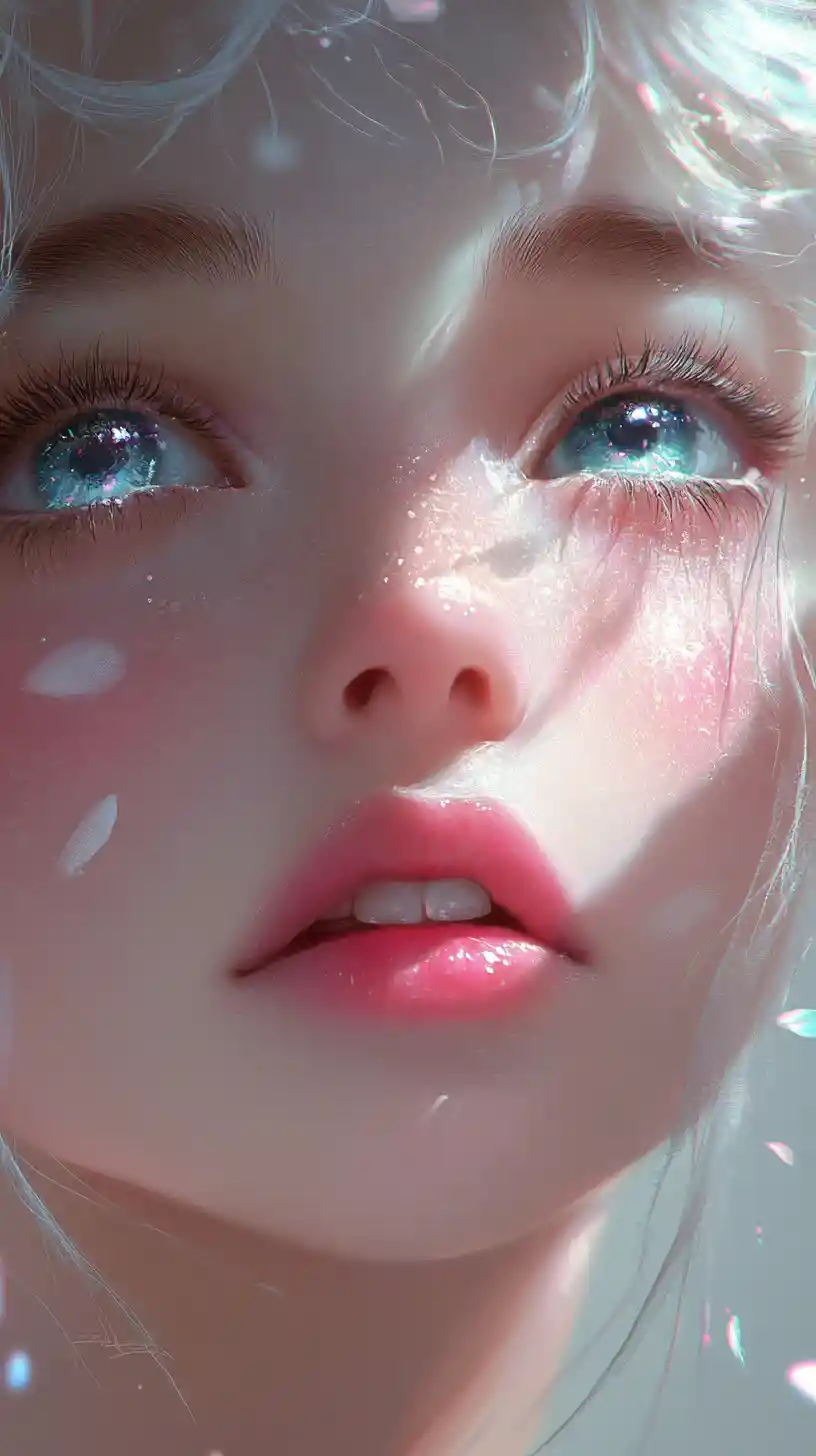 Pastel anime girl portrait with glowing angelic aura