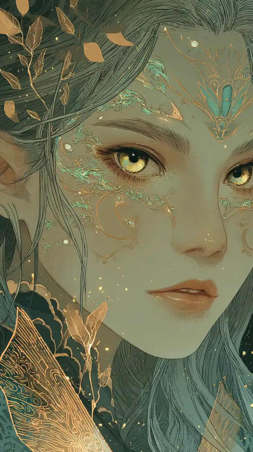 Primo piano del viso di un cucciolo di kirin in illustrazione a inchiostro acquerellato