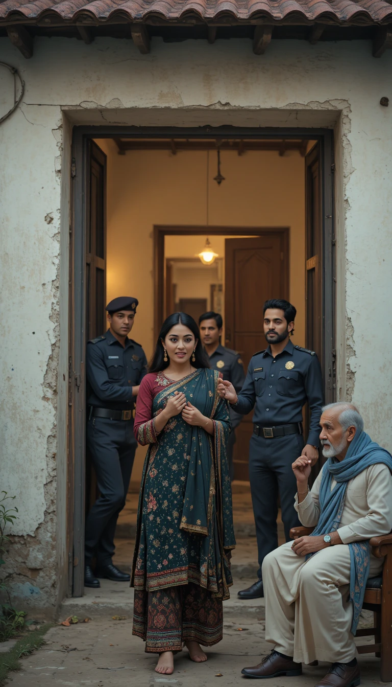 Pakistani family drama in courtyard with police arrival