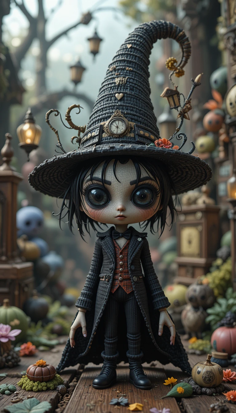 Whimsical chibi 3D character in a surreal fantasy world