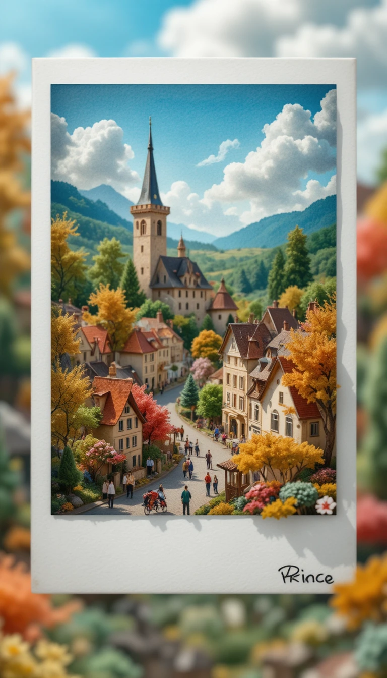 Miniature Clay Landscape Of Tour De France Village Scene