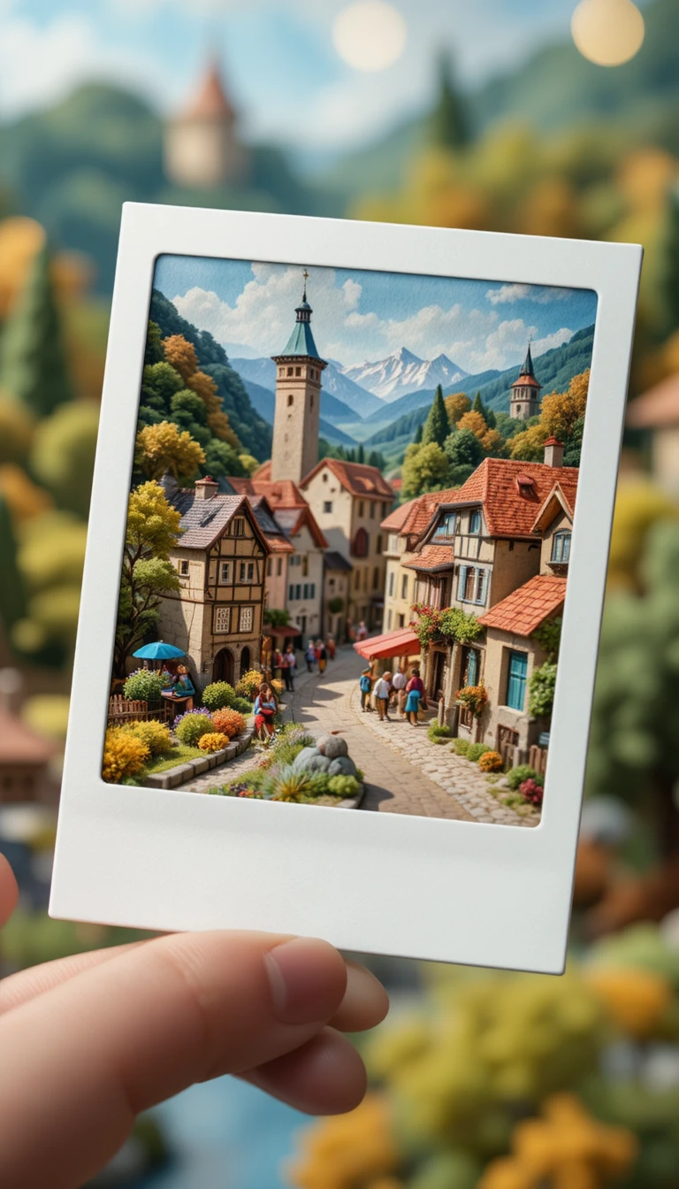 Miniature Tour De France Cyclist In Cozy 3D Village Scene