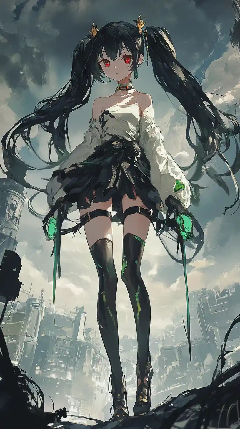 Anime girl reading a book in a detailed fantasy outfit