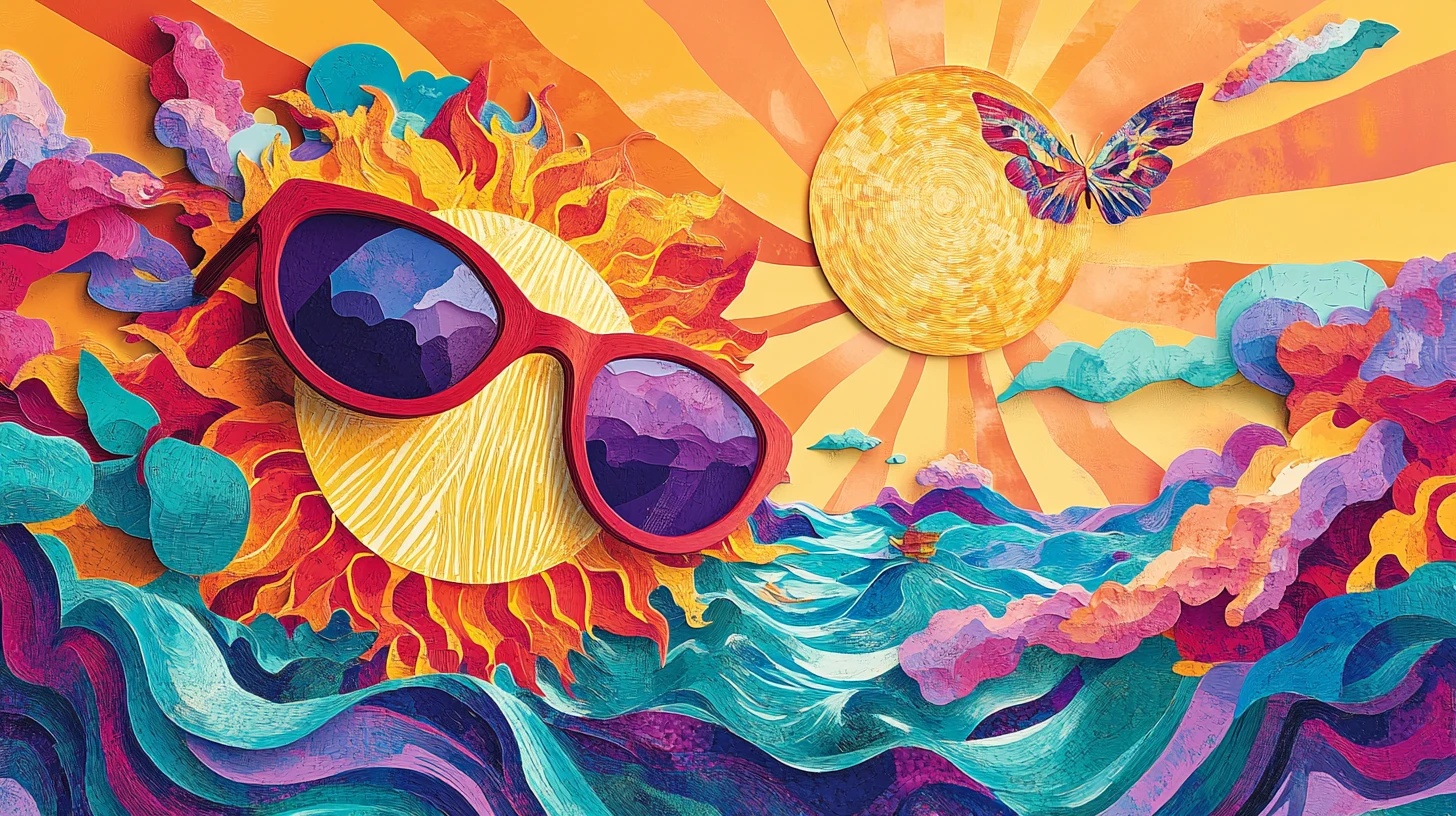 Surreal Summer Sun Bending Low Over Shimmering Waves