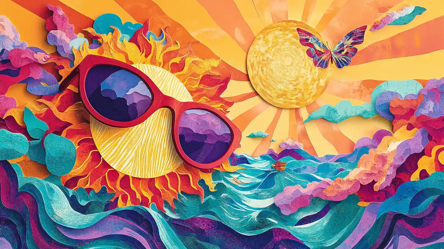 Surreal Summer Sun Bending Low Over Shimmering Waves