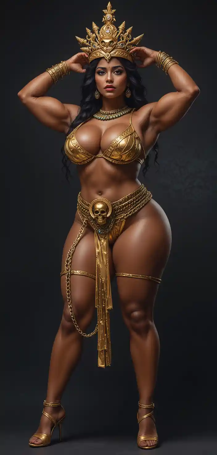 Muscular Indian warrior woman with powerful sculpted physique