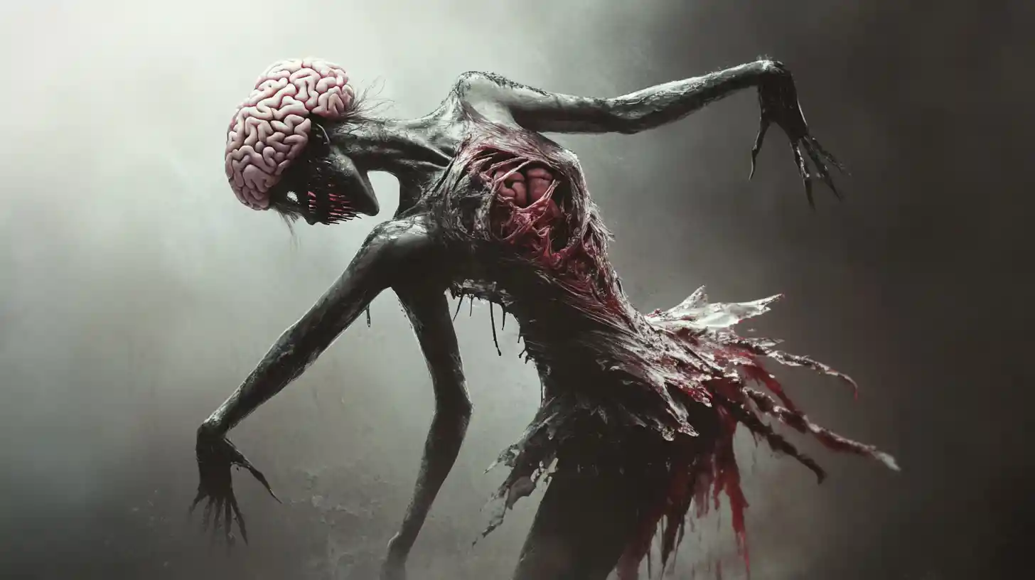 Surreal fae ballerina with monstrous stomach mouth