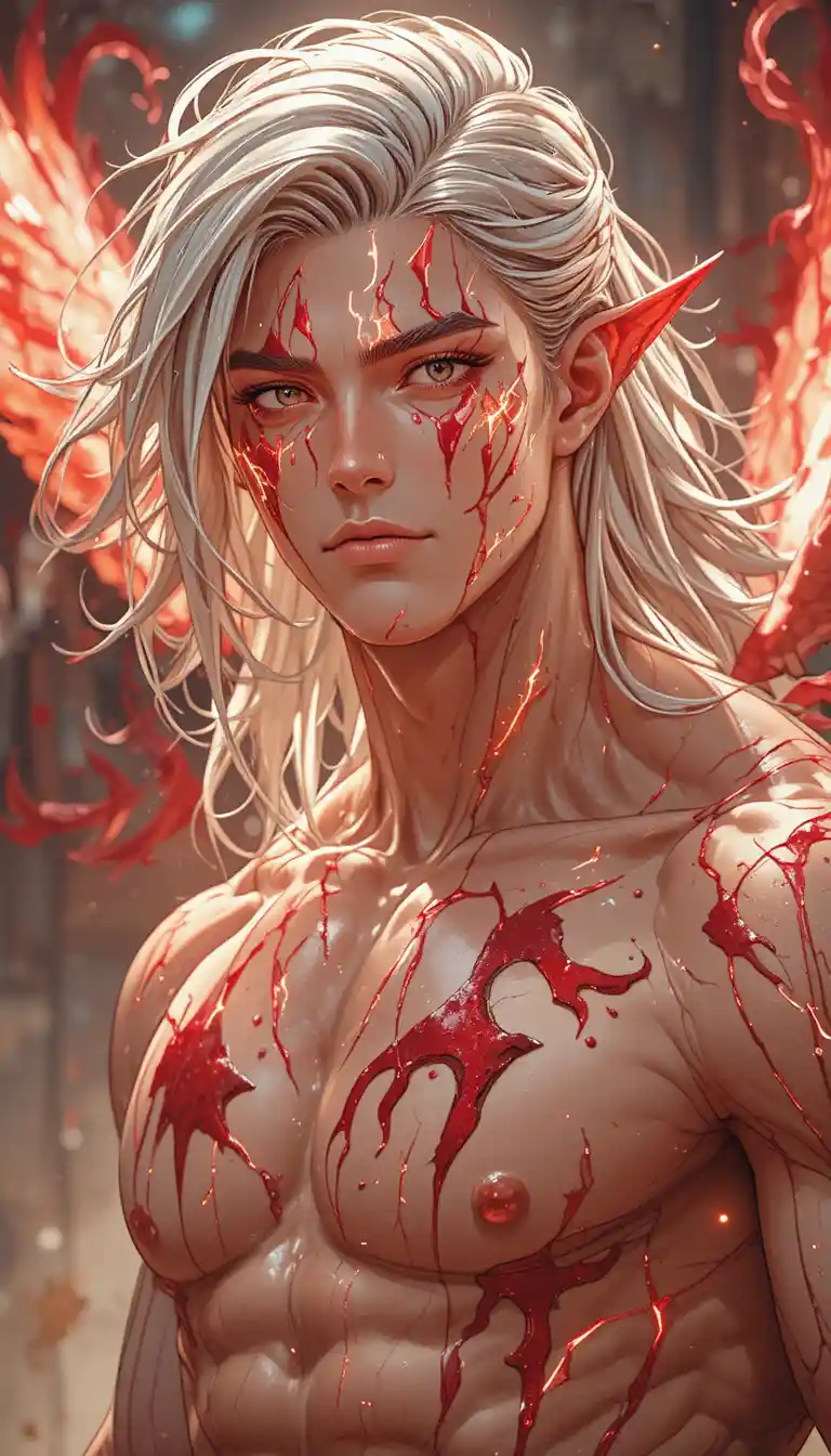 Thunder phoenix valkyrie warrior with glowing red markings