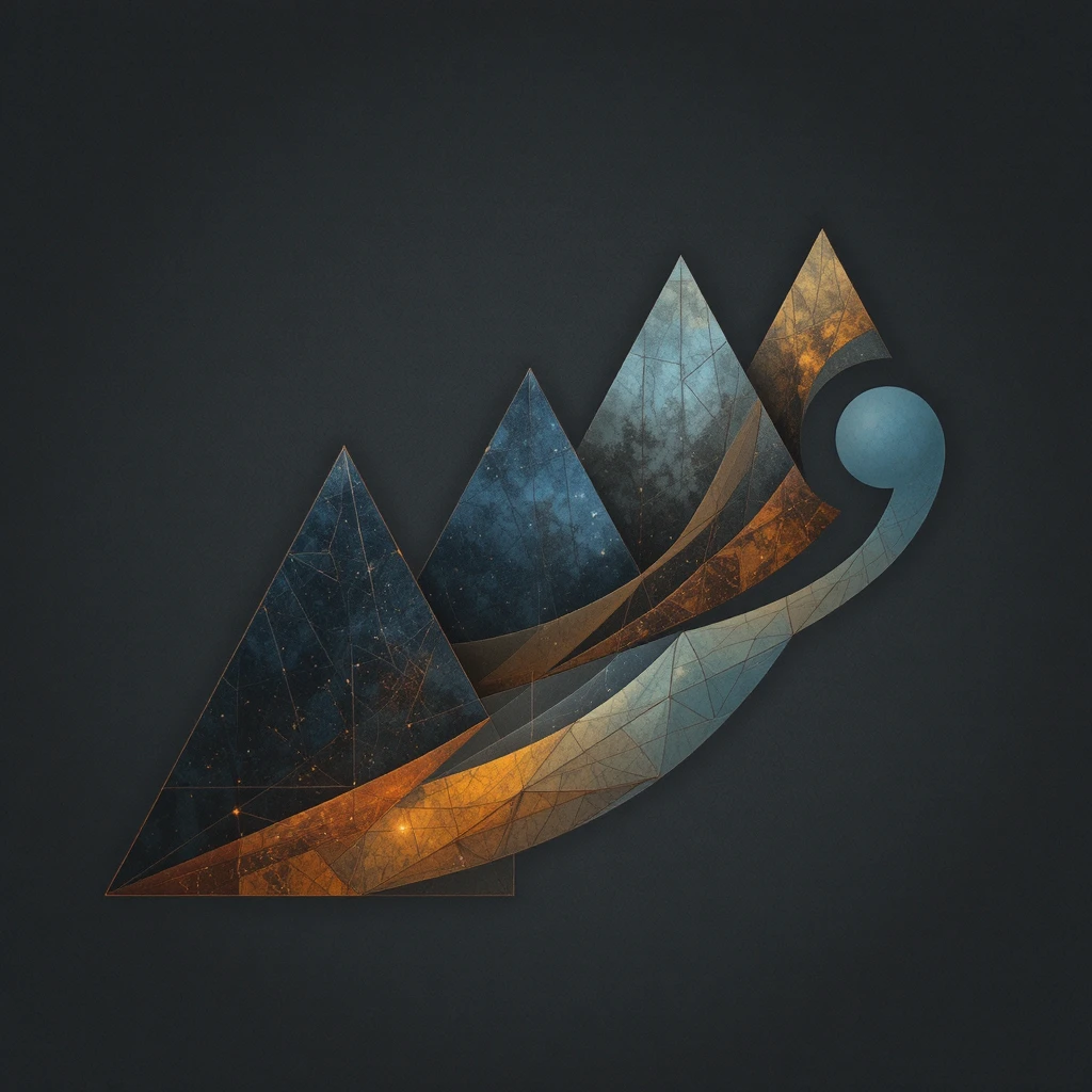 Abstract geometric shapes evolving from chaos to harmony
