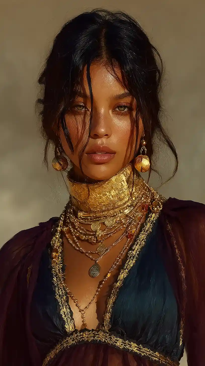 Young Arab woman standing gracefully in a desert oasis