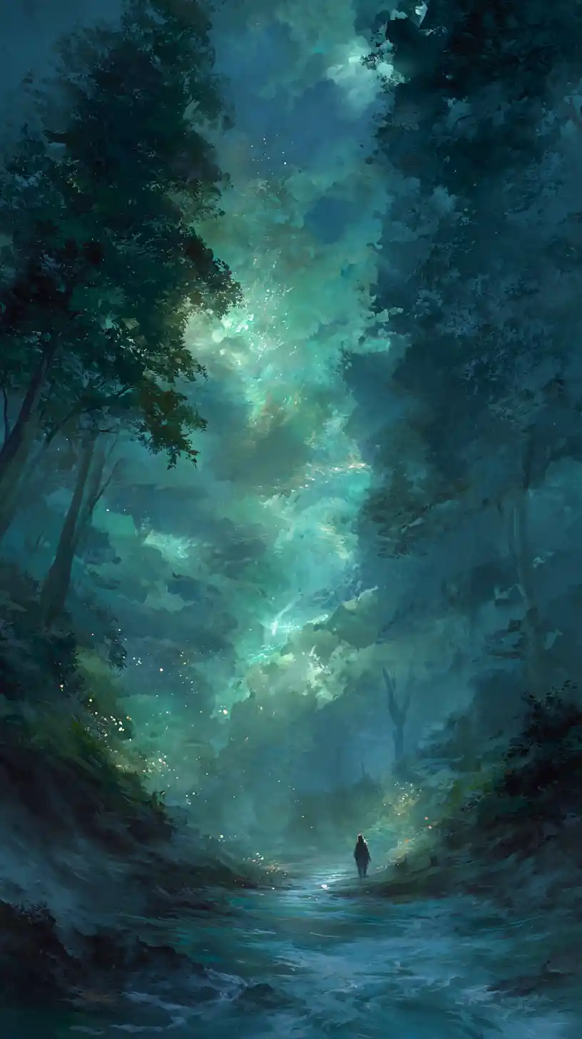 Abstract words swirling in an imaginative poetic space