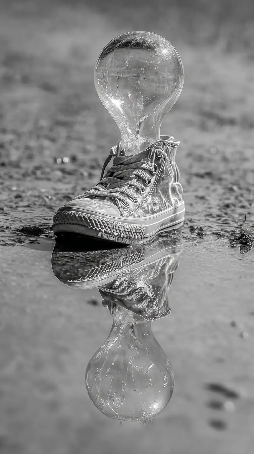 Stylish sneakers gliding forward with effortless confidence