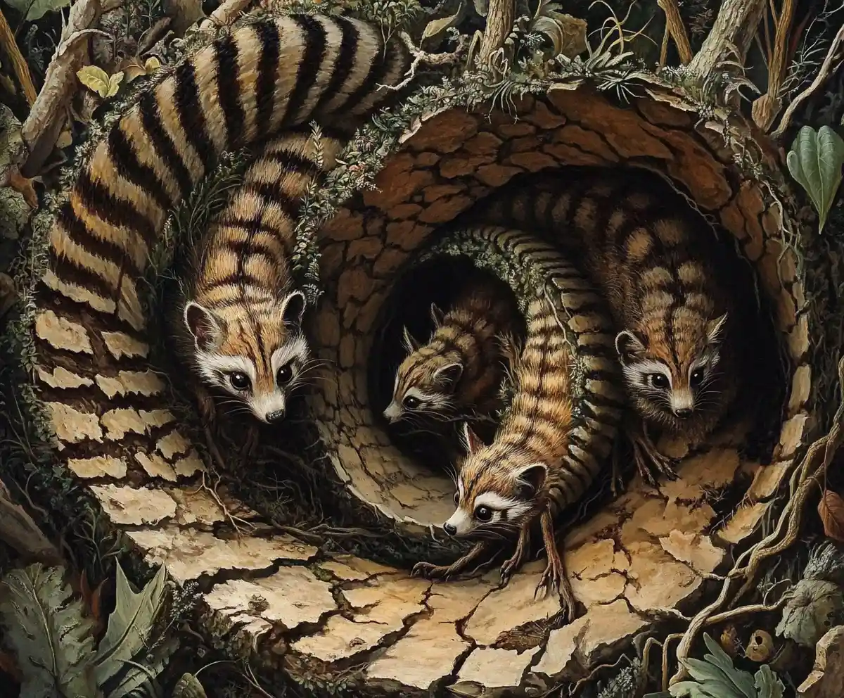 Surreal illusion of a civet in a multi image composition