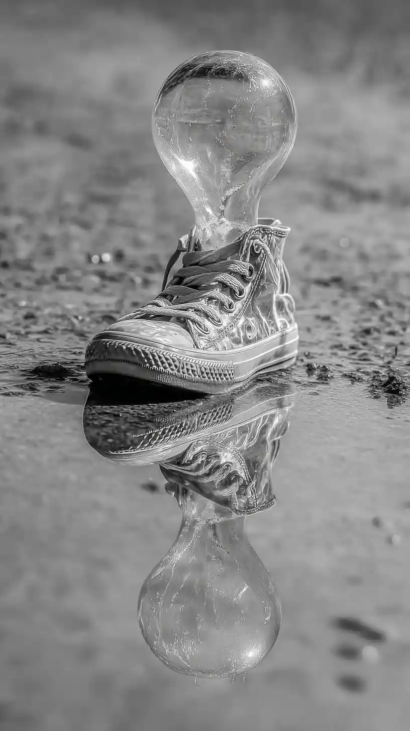 Stylish sneakers gliding forward with effortless confidence
