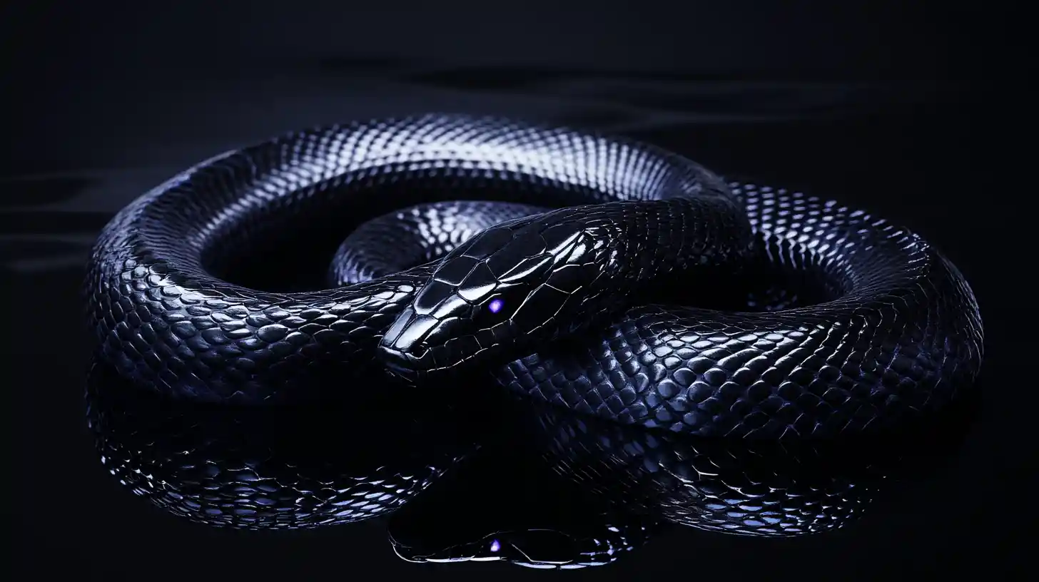 Black serpent sculpture in a gothic interior spotlight