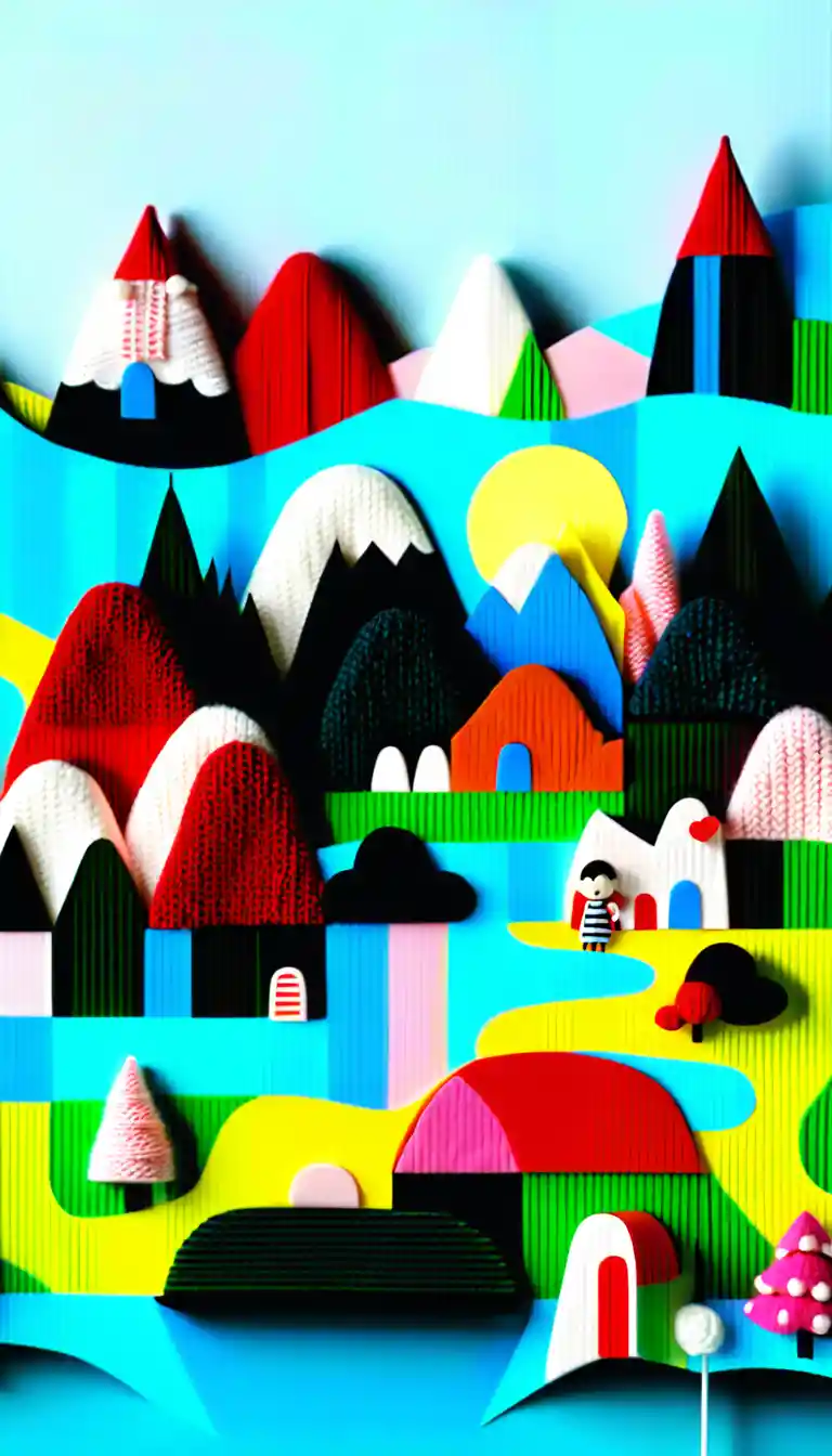 Cute miniature landscape in soft cartoon 3D illustration style