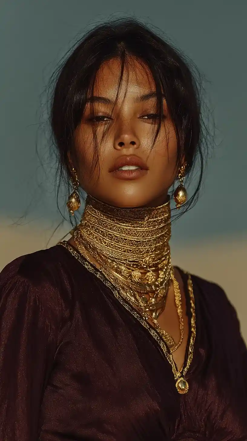 Young Arab woman standing gracefully in a desert oasis