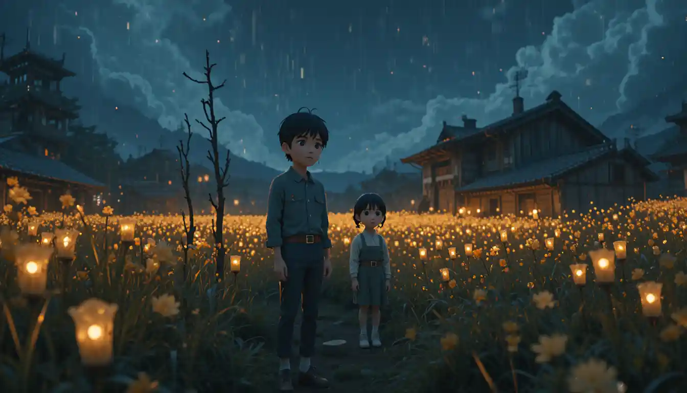 Young brother and sister walking through the summer countryside