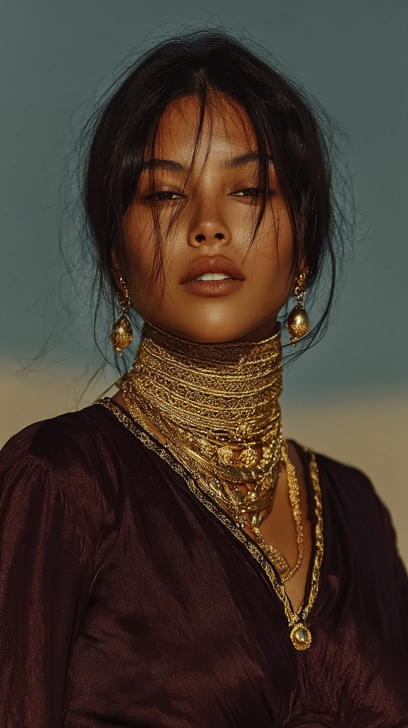Young Arab woman standing gracefully in a desert oasis