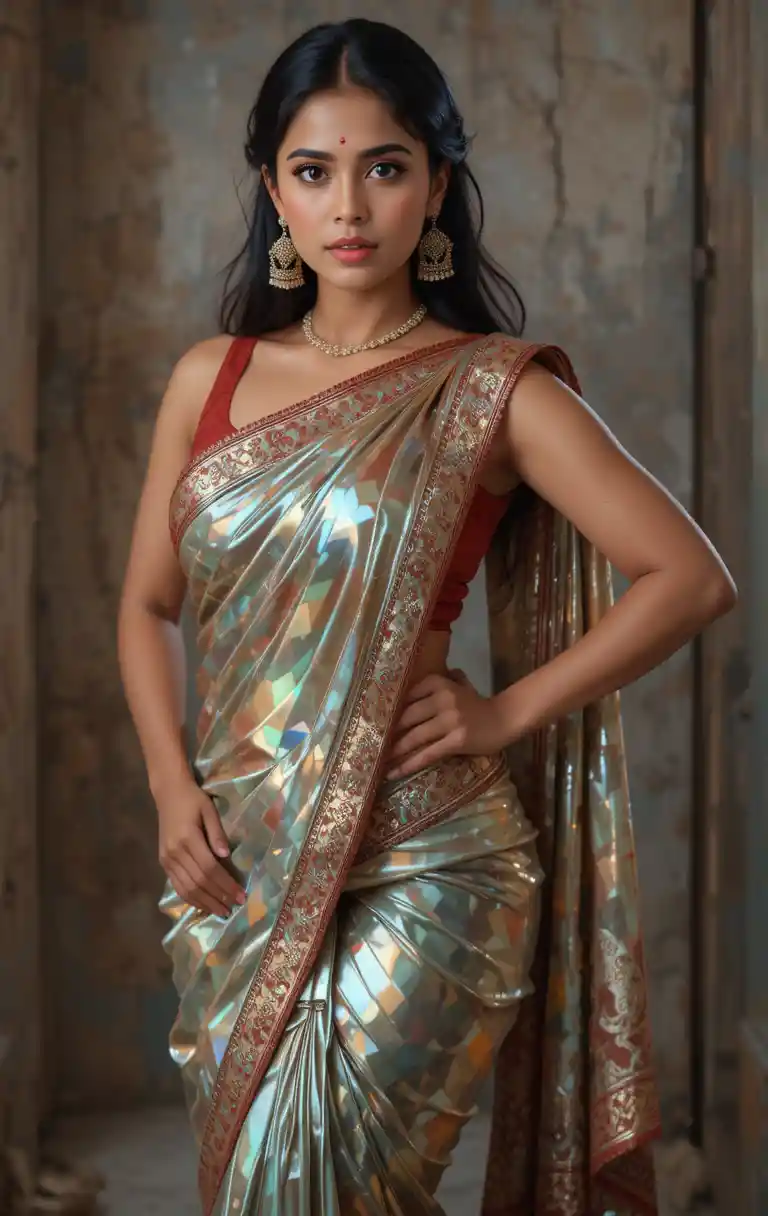 Tamil woman in saree with exposed midriff and navel